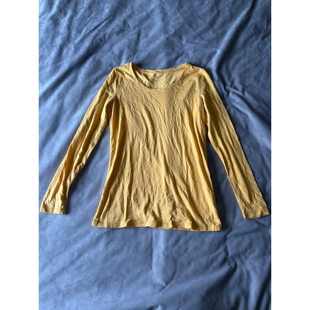No Boundaries Mustard Yellow Long Sleeve Crew Neck Tee Shirt Womens Medium 7-9